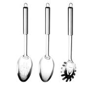 Lot de 3 cuillères de cuisine en acier inoxydable de qualité alimentaire, cuillère à riz + cuillère à riz perforée + fourchette à vermicelle, accessoires de cuisine, ustensiles de salle à manger