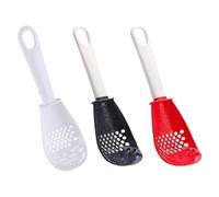 Lot de 3 cuillères de cuisine polyvalentes pour cuisiner, mousseur, presse-purée et séparateur de jaune d'œuf pour la maison, l'appartement, le restaurant et la boulangerie