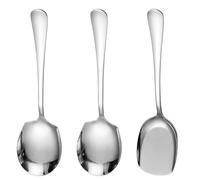 Lot de 3 cuillères de service en acier inoxydable - Cuillères de buffet - Grandes cuillères avec long manche - Pour cuisine, salle à manger, banquet - Argenté