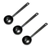 Lot de 3 cuillères doseuses à café en acier inoxydable avec long manche pour mesurer le café, le lait en poudre, la poudre de fruits, le thé, le sucre, les céréales, la farine et les protéines (noir)