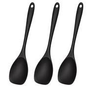 Lot de 3 Cuillères Silicone Noires de 27,5 cm, Résistantes à la Chaleur, Spatule Silicone pour Cuisine, Ustensiles de Cuisine à Revêtement Antiadhésif
