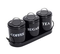 Lot De 3 Cuisine Boîtes De Rangement Pour Café, Thé, Stockage d'Aliments En Métal，Set De Boîtes De Rangement Pour La Cuisine Avec Plateau En Métal，Cubes De Sucre Et Grains De Café Ou Poudre Préférés