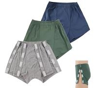 Lot de 3 Culotte de Soin Patient pour Hommes,Boxers Post-Opératoires détachables Sous-Vêtements Adaptés pour Incontinence(2XL)