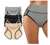 Lot de 3 Culotte Femme Coton Taille Haute Confortable Slips Grande Taille Respirant Doux Élastique Invisible Ventre Plat Décontracté Culottes Femme Sport Absorbant sans Couture Léger Quotidien