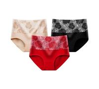 Lot de 3 Culotte Haute Femme Grande Taille Ventre Plat sous-Vêtements Grande Taille Invisible Hipster Bikini sans Couture Sexy Chic Culotte Gainante Coton Culotte Doux Taille Haute Slip Comfort