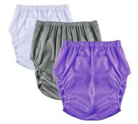Lot de 3 culottes d'incontinence for adultes, imperméables et anti-fuites, en plastique, réutilisables, for femmes et hommes.(White+Gray+Purple,Small)