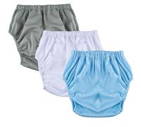 Lot de 3 culottes d'incontinence for adultes, imperméables et anti-fuites, en plastique, réutilisables, for femmes et hommes.(Gray+White+Blue,Large)