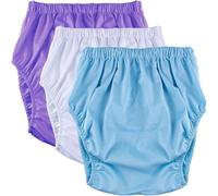 Lot de 3 culottes d'incontinence for adultes, imperméables et anti-fuites, en plastique, réutilisables, for femmes et hommes.(Purple+White+Blue,Medium)