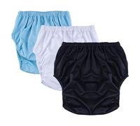 Lot de 3 culottes d'incontinence for adultes, imperméables et anti-fuites, en plastique, réutilisables, for femmes et hommes.(Blue+White+Black,Medium)