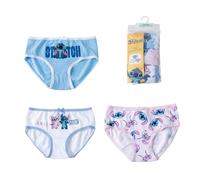 Lot de 3 Culottes Stitch - sous-vêtements Fille Coton Doux et Respirant, Culottes Disney Confortables et Ajustables, 6-8 Ans