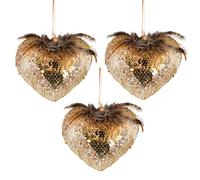 Lot de 3 cœurs à Paillettes dorées de 10 cm - Décorations à Suspendre pour Sapin de Noël - Ornements décoratifs festifs sur Le thème des Contes de fées