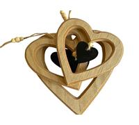 Lot de 3 cœurs en bois MDF - Décoration de cœur de style vintage - Décoration de style maison de campagne - Décoration rustique à suspendre en bois - Décoration naturelle - Cœurs 12 cm et 16 cm