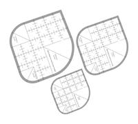 Lot de 3 cutters d'angle incurvés, règle d'angle incurvée pour couture en acrylique, règle de coupe polyvalente transparente, pour couture, couture, artisanat (A)