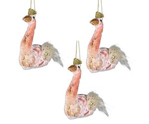 Lot de 3 cygnes Rose Clair 12 x 13 cm - Décorations à Suspendre pour Sapin de Noël - Ornements décoratifs festifs sur Le thème des Contes de fées