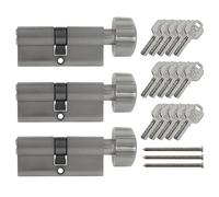 Lot de 3 cylindres à bouton KD 70 mm 35/35 à fermeture identique avec 15 clés