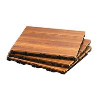 Lot de 3 dalles de terrasse à emboîter pour extérieur en bois - Fournitures d'amélioration de la maison - Revêtement de sol imperméable pour