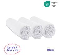 Lot de 3 Daps housse Couffin 32x72 cm - EASY DORT - 100% Coton - Blanc - Labellisé OEKO-TEX STANDARD 100®