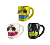 Lot de 3 Day of the Dead Sugar Tête de mort 3d Porte-bouteille de tasses à café
