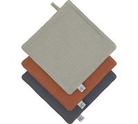 Lot de 3 débarbouillettes olive-rouille-anthracite