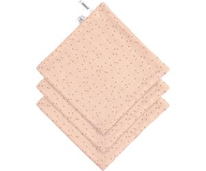 Lot de 3 débarbouillettes Pois rose-pêche