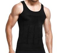 Lot de 3 Débardeur de Compression Homme Coton et Lin Maillot de Corps Gaine Ventre Plat Amincissant Athlétique Sport Gilet Gainant Shirt sans Manche Minceur Top Body Shaper sans Manches