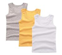 Lot de 3 Debardeur Garçon Tank Top Coton Maillot de Corps Enfant Vêtements Décontracté Hauts D'Été T-Shirts à sans Manches Athlétique Débardeurs Et Ventes Flash du Jour Clair, 11 Ans