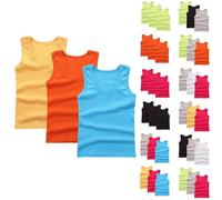 Lot de 3 Debardeur Garçon Tank Top Coton Maillot de Corps Enfant Vêtements Décontracté Hauts D'Été T-Shirts à sans Manches Athlétique Débardeurs Mes Commandes en Cours de Livraison Jaune, 13 Ans