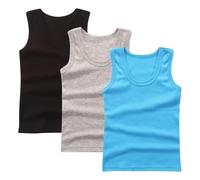 Lot de 3 Debardeur Garçon Tank Top Coton Maillot de Corps Enfant Vêtements Décontracté Hauts D'Été Tops Uni Tee Tops T-Shirts à sans Manches Athlétique Débardeurs Mon Compte Gris Foncé, 5 Ans