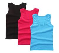 Lot de 3 Debardeur Garçon Tank Top Coton Maillot de Corps Enfant Vêtements Décontracté Hauts D'Été Tops Uni Tee Tops T-Shirts à sans Manches Athlétique Débardeurs Mon Compte Marine, 11 Ans