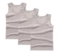 Lot de 3 Debardeur Garçon Tank Top Coton Maillot de Corps Enfant Vêtements Décontracté Hauts D'Été Tops Uni Tee Tops T-Shirts à sans Manches Athlétique Débardeurs Mes Commandes Gris, 150