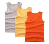 Lot de 3 Debardeur Garçon Tank Top Coton Maillot de Corps Enfant Vêtements Décontracté Hauts D'Été Tops Uni Tee Tops T-Shirts à sans Manches Athlétique Débardeurs Produits Brun, 4 Ans