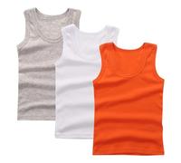 Lot de 3 Debardeur Garçon Tank Top Coton Maillot de Corps Enfant Vêtements Décontracté Hauts D'Été Tops Uni Tee Tops T-Shirts à sans Manches Athlétique Débardeurs Mes Commandes Argent, 11 Ans