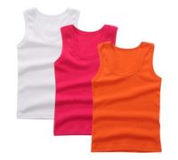 Lot de 3 Debardeur Garçon Tank Top Coton Maillot de Corps Enfant Vêtements Décontracté Hauts D'Été Tops Uni Tee Tops T-Shirts à sans Manches Athlétique Débardeurs Mes Commandes Passées Rouge, 7 Ans