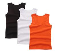 Lot de 3 Debardeur Garçon Tank Top Coton Maillot de Corps Enfant Vêtements Décontracté Hauts D'Été Tops Uni Tee Tops T-Shirts à sans Manches Athlétique Débardeurs Soldes Pastèque Rouge, 9 Ans