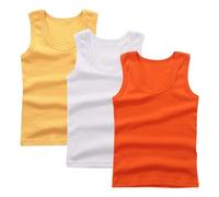 Lot de 3 Debardeur Garçon Tank Top Coton Maillot de Corps Enfant Vêtements Décontracté Hauts D'Été Tops Uni Tee Tops T-Shirts à sans Manches Athlétique Débardeurs Mes Commandes Orange, 3 Ans