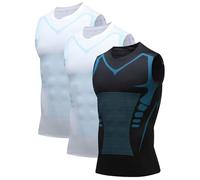 Lot de 3 Débardeur Homme de Mise en Forme Ionic Shaping, 2026 Nouveau Débardeur De Compression, Gilet Modelant Homme Slimming Vest de Modelage du Corps Debardeur Breathable Ice-Silk