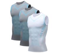 Lot de 3 Débardeur Homme de Mise en Forme Ionic Shaping, 2026 Nouveau Débardeur De Compression, Gilet Modelant Homme Slimming Vest de Modelage du Corps Debardeur Breathable Ice-Silk