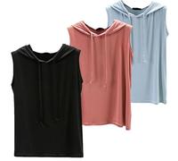 Lot de 3 débardeurs à capuche pour femme avec poche - Décontractés - Sans manches - Couleur unie - Cordon de serrage - Chemisier d'été ample pour femme - Gilet hip-hop Y2k, Lot de 13, M