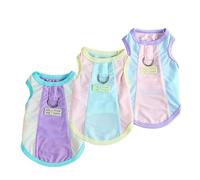 Lot de 3 débardeurs colorés en maille qui brillent la nuit pour petits chiens - Vêtements d'été respirants avec boucle pour laisse (taille L)