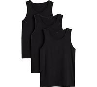 Lot de 3 débardeurs d'été de style classique pour homme - Facile à sécher - Pour la salle de sport - Sans manches - En coton noir uni - Pour un usage quotidien - Pour la course à pied, Noir , XL