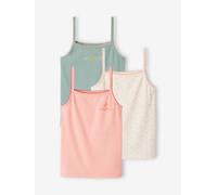 Lot de 3 débardeurs fantaisie fille en maille côtelée rose nude 3A