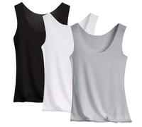 Lot de 3 débardeurs sans manches pour femme Sport Yoga Respirant Léger Décontracté Été Tank Sport Basic Doux Top Fitness Élégant Tops Sans Manches Sportif Tennis Chemisier Course Camisole Chemise