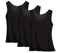 Lot de 3 débardeurs thermiques en coton pour femme avec doublure en polaire, caraco sans manches, couche de base essentielle, gilet chaud sans couture avec encolure dégagée, 1A-Noir, XXL