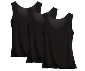 Lot de 3 débardeurs thermiques en coton pour femme avec doublure en polaire, caraco sans manches, couche de base essentielle, gilet chaud sans couture avec encolure dégagée, 1A-Noir, 3XL