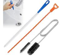Lot de 3 Déboucheurs de Canalisations,Déboucheur WC Professionnel,Brosse de Nettoyage Réutilisable pour Tuyaux,Brosse de Nettoyage Flexible pour Tuyau d'Alimentation,Déboucheur pour Plomberie