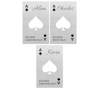 Lot de 3 décapsuleurs personnalisés format carte de crédit, cadeaux pour garçon d'honneur pour enterrement de vie de jeune fille, ouvre-bouteille de bière en acier inoxydable, pique A argent