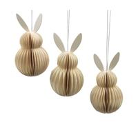 Lot de 3 décorations à suspendre en papier nid d'abeille - Décoration de Pâques - Lapin en nid d'abeille en papier de soie - Lapin de Pâques en papier/carton blanc magnétique - Contenu : 3 pièces (L x