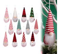 Lot de 3 décorations à suspendre nain en peluche fantaisiste pour célébrer les fêtes (A)