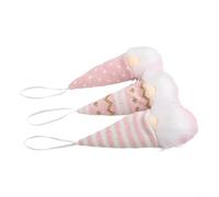 Lot de 3 décorations à suspendre pour sapin de Noël avec mini nains de Père Noël scandinaves avec nez en peluche et chapeaux tricotés (rose Suit Dude)