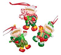 Lot de 3 décorations à Suspendre pour Sapin de Noël - Elfe Tenant des Cadeaux - Bonbons - Décoration Murale pour la Maison